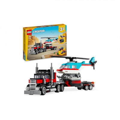 LEGO Creator 3-in-1 Low Loader with Helicopter, Vehicle Set with Helicopter