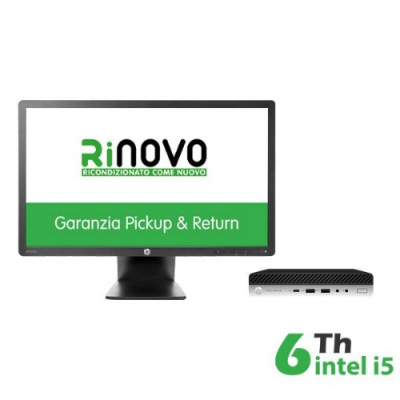 BUNDLE ULTRA MINI PC DM HP RINOVO REFURBISHED 600-800 G3 RNBUNDLE37 i5-6x00 16GB SSD NEW 480GB W10P + MONITOR HP Z23I 23 E2411PU