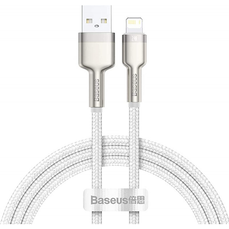 1m Baseus Lightning Cafule Series Metal data cable, 2.4a, 1m, White