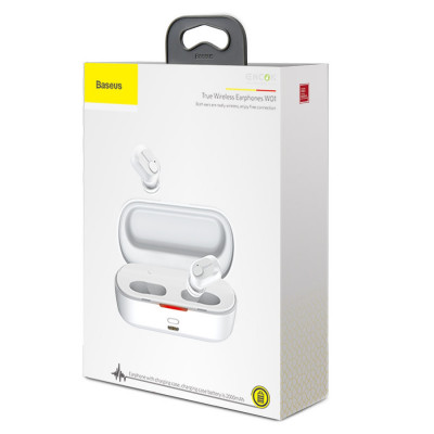 Baseus Earphone Bluetooth W01 True Wireless White