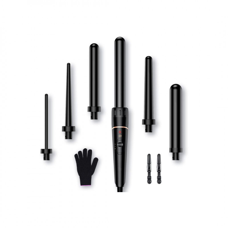 Curling Iron Large and Small Curls Set - 6-in-1 with Various Attachments