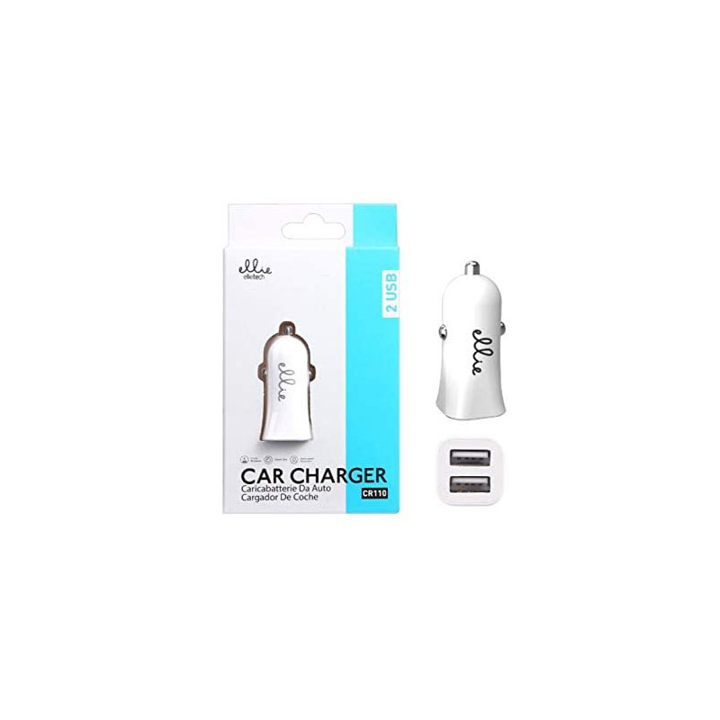 EllieTech Car Charger 2 USB White 2.4A