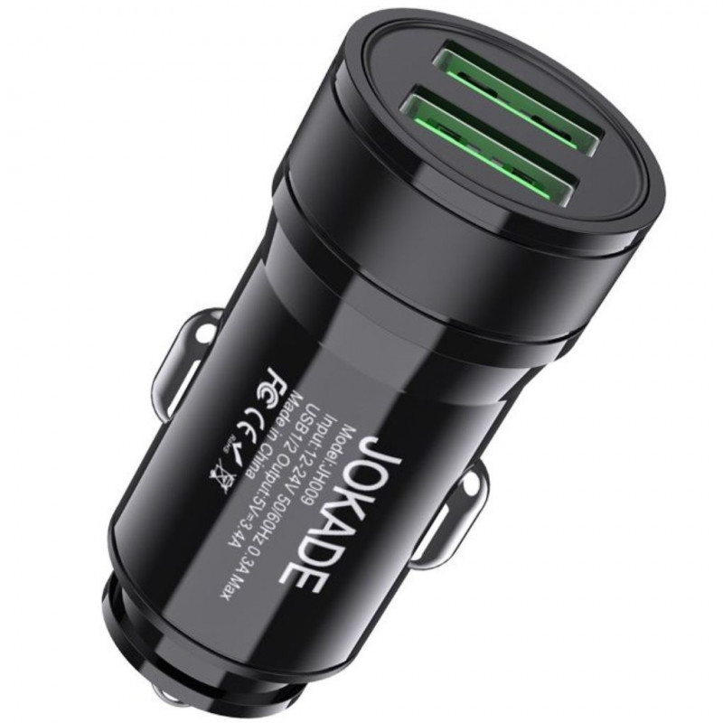 Jokade Car Charger Dual USB 3,4 A, Black