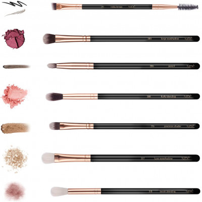 Niré Beauty Essential Eye Make Up Brushes Set: Professional Eye shadow Brush Kit with Tweezers, Professional Eyebrow Brush, Prec