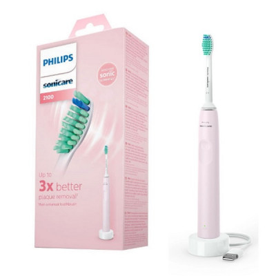 Philips Sonicare 2100 Series Electric Toothbrush, Slim Ergonomic Smartimer Pink