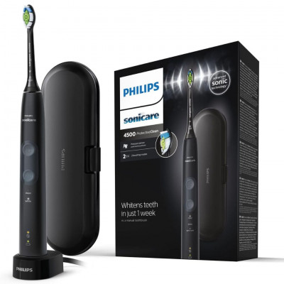Philips Sonicare ProtectiveClean 4500 electric toothbrush, with 2 cleaning programs, pressure control, timer & travel case - bla