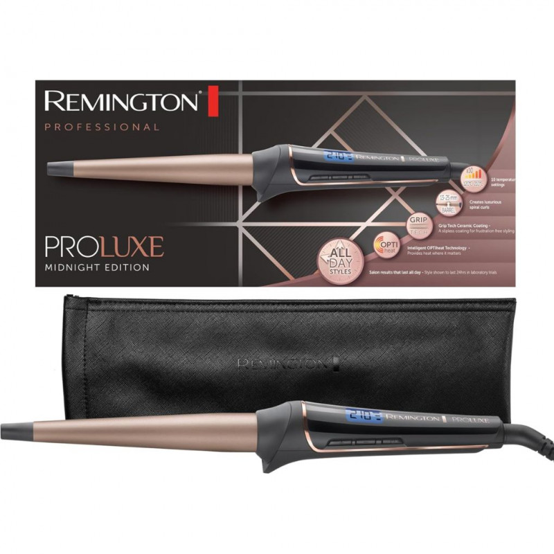 Remington Proluxe Midnight Curling Iron Large Curls & Natural Waves Conical 25-38 mm