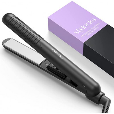 Stylocks Mini Hair Straighteners For Short Hair Small Hair Fits Handbag, Black