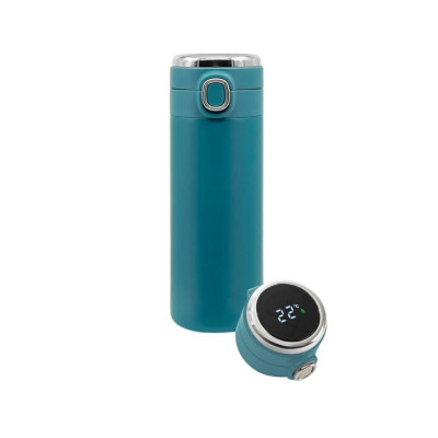 MULIN Thermal Water Bottle Intelligent LED Temperature Display Touch 400ml Blue.