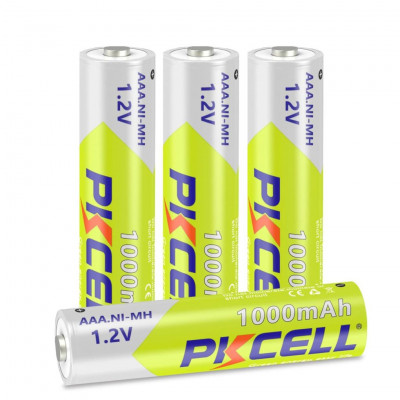 PKCELL Rechargeable AAA Batteries,NiMH 1000mAh 1.2V Rechargeable Battery X 4