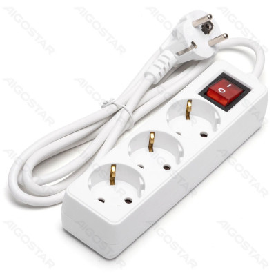 Aigostar 3-Way Power Strip with Switch, Multiple Socket with 1M Cable.