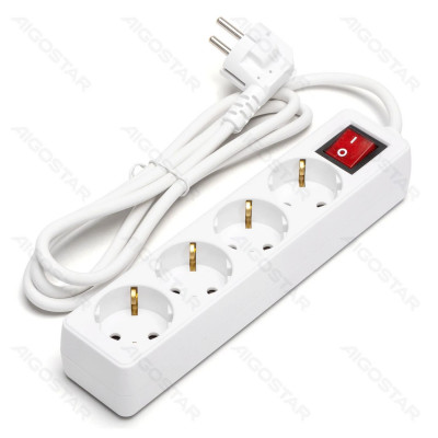 Aigostar 4-Way Power Strip with Switch 1.5M 3G1.0mm² White