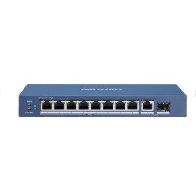 SWITCH HIKVISION L2, Unmanaged, 8 Gigabit POE ports,1 Gigabit RJ45 uplink port,1 Gigabit SFP uplink port,802.3af/at-DS-3E0510P-E