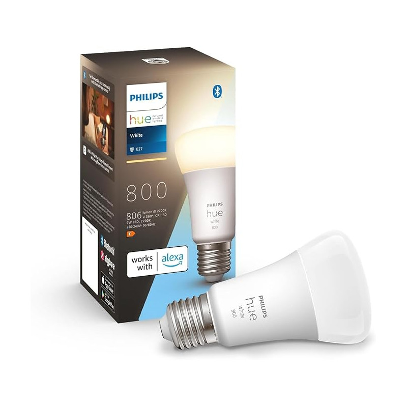 Philips Hue White A60 Smart LED Light Bulb with Amazon Echo and Alexa.