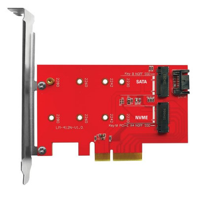 ADATTATORE ATLANTIS A06-M2-DUAL-P4 per install. su PC un SSD M.2/NVME o M.2/SATA dim: 80,60,42,30mm su slot PCIe-4/8/16x