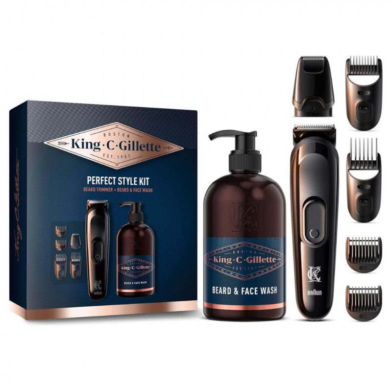 King C. Gillette Men\'s Beard Trimmer Kit and Face Cleanser 3 in 1