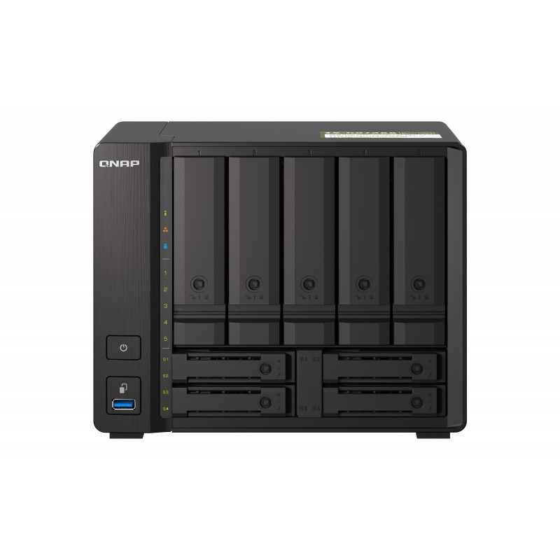 QNAP TS-H973AX NAS Tower Ryzen Embedded V1500B 8 GB DDR4 0 TB QuTS hero Black