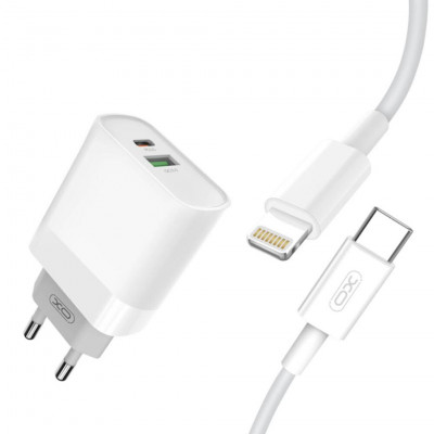 PD+QC3.0 Quick Charger To Lightning, 20W - Cable 1m + Power Adapter