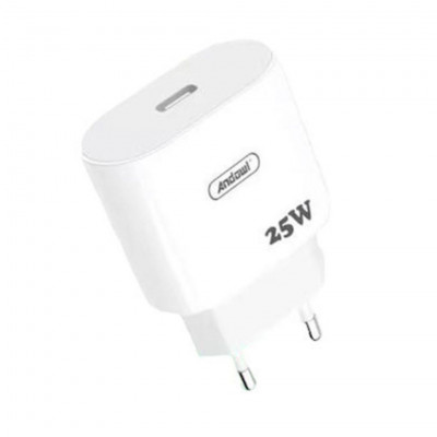 Andowl Charger Without Cable with USB-C Port 25W White.
