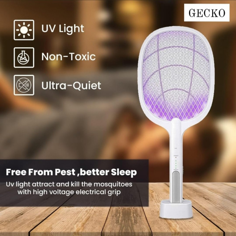 EUTEK - Electric Bug Zapper, 2 in 1 Electric Bug Zapper, Mosquito Killer, Insect Killer,USB Rechargeable Electric Fly Swatter wi