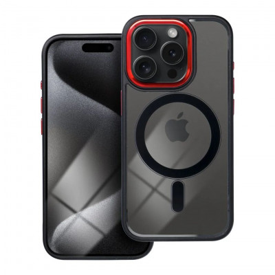 COLOR EDGE MAG COVER case compatible with MagSafe for IPHONE 15 Pro Max black red