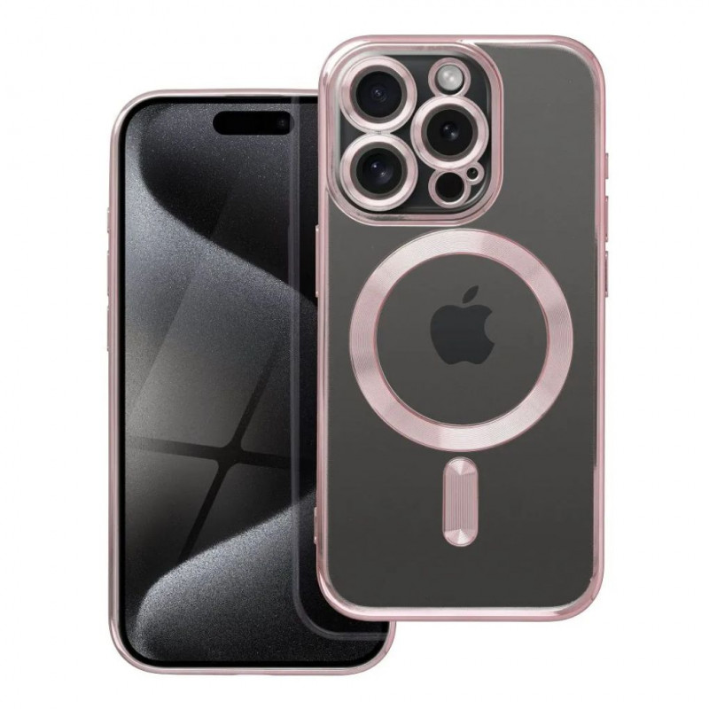 ELECTRO MAG COVER case compatible with MagSafe for iPhone 15 Pro Max rose gold