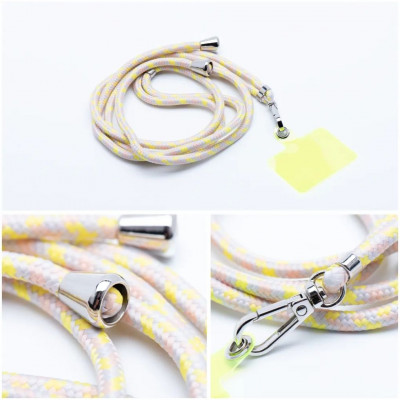SWING phone pendant 6mm with adjustable length, cord length 165cm,  grey-yellow