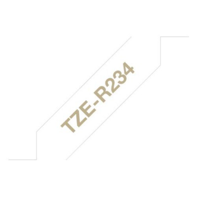 Brother TZE-R234 label-making tape Gold on white