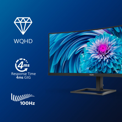 Philips E Line 346E2CUAE 00 computer monitor 86.4 cm (34") 3440 x 1440 pixels Wide Quad HD+ LCD Black