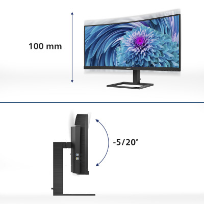 Philips E Line 346E2CUAE 00 computer monitor 86.4 cm (34") 3440 x 1440 pixels Wide Quad HD+ LCD Black