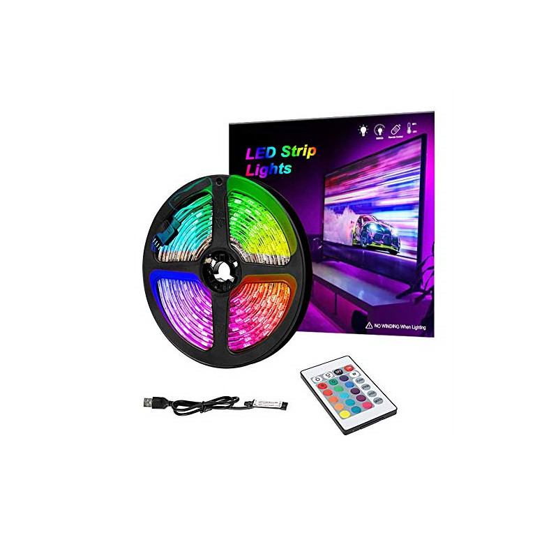 LED TV Backlight, 2M 60LEDs USB Powered Multi Color SMD 5050 Lights Strip Kit with 24 Key Remote Control for Flat Screen TV, PC 