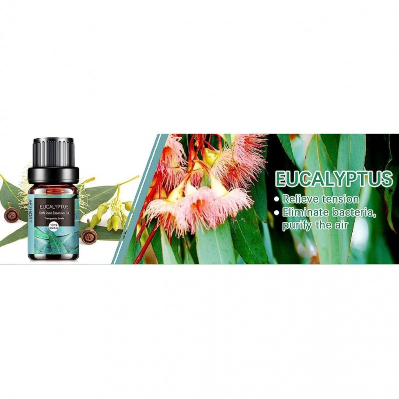 AESHORY Eucalyptus Essential Oil – 10ml | 100% Pure, Floral & Natural for Diffusers