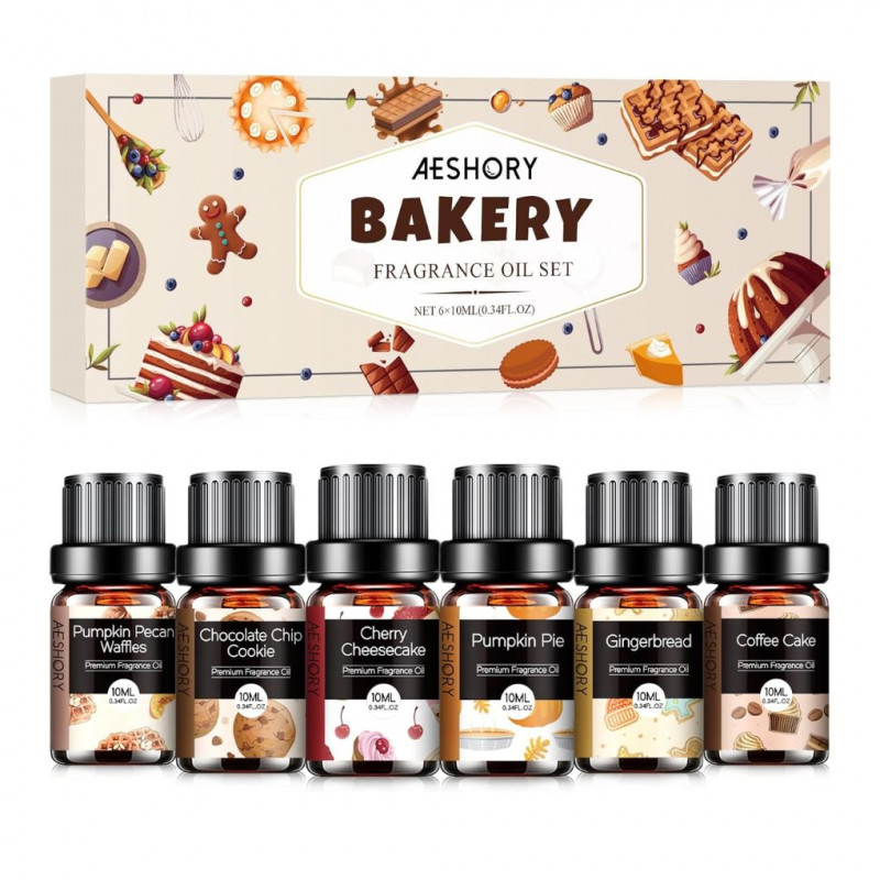 AESHORY Essential Oil Set of Bakery Aroma 6 x 10 ml