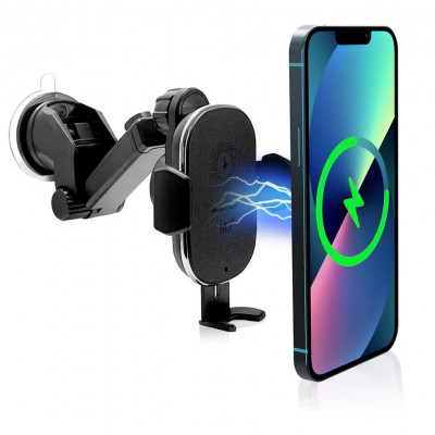 15W Wireless Car Charger & Phone Mount – Auto-Clamping Holder
