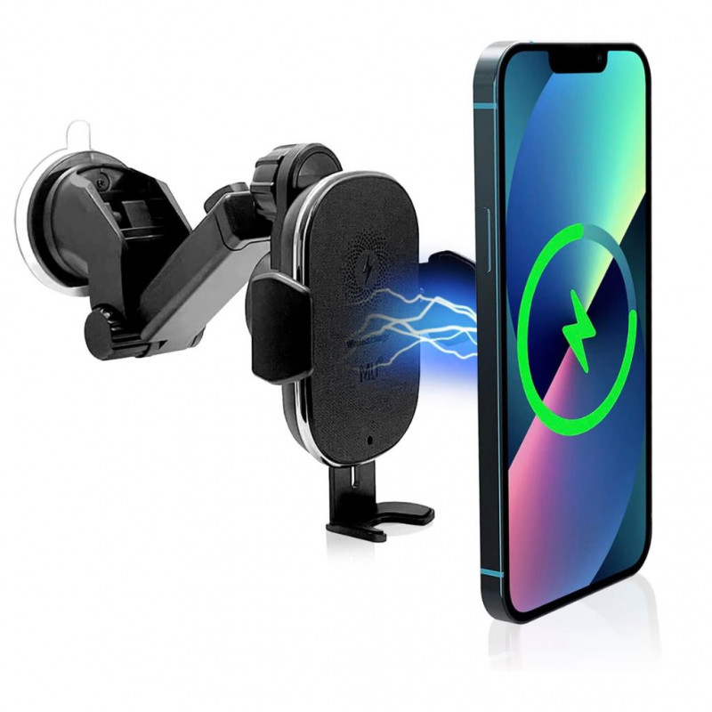 15W Wireless Car Charger & Phone Mount – Auto-Clamping Holder