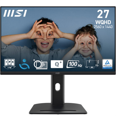 MSI Pro MP275QPG 27 Inch Monitor, QHD (2560 x 1440), 100Hz, IPS, 1ms, 2x HDMI 2.0b, 1x DP 1.2a output, Built-in Speakers,