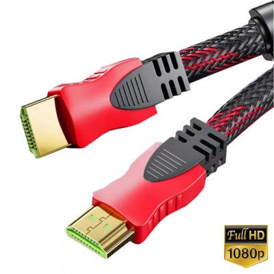 Red & Black High-Speed HDMI Cable – 10 Metres | 1080P HD | Male to Male