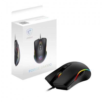 MSI FORGE Gaming Mouse,7200DPI Optical Sensor, Symmetrical Design, Over 10M Click Switch, 7 Buttons, 8ms Latency, RGB LED, 118g 