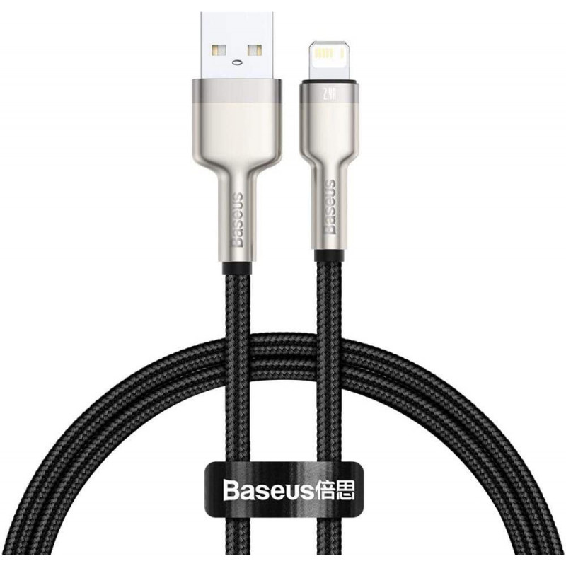 0.25m Baseus Lightning Cafule Series Metal data cable, 2.4A, 0.25m, Black