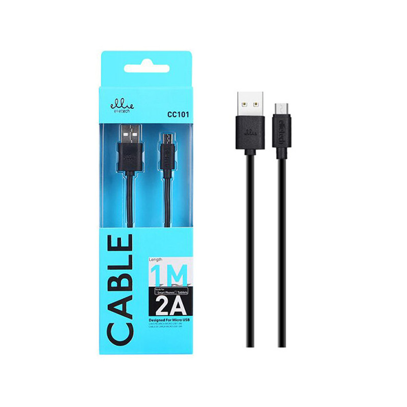 1m EllieTech Micro USB Cable Black 2A High-Speed Android Charger Cable Compatible with Samsung Galaxy S7/S6/S5 J5/J3, Sony, LG, 