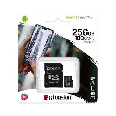 256GB Kingston Canvas Select Plus Micro SDXC Memory Card with SD Adapter