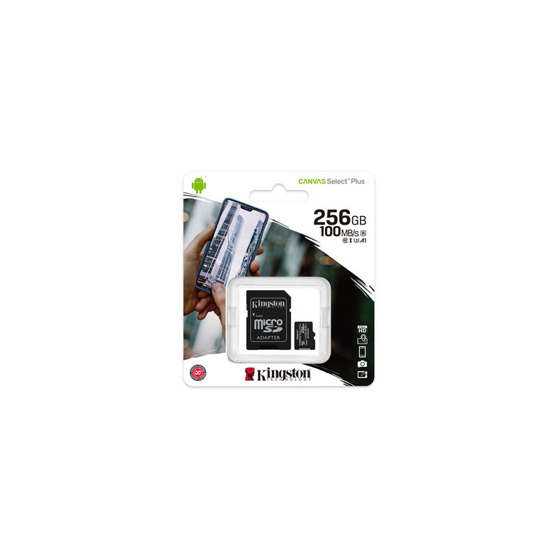 256GB Kingston Canvas Select Plus Micro SDXC Memory Card with SD Adapter