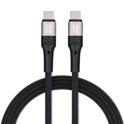 2m Blue Star USB-C to USB-C 60W 480Mbps Black Braided Charge and Sync Cable