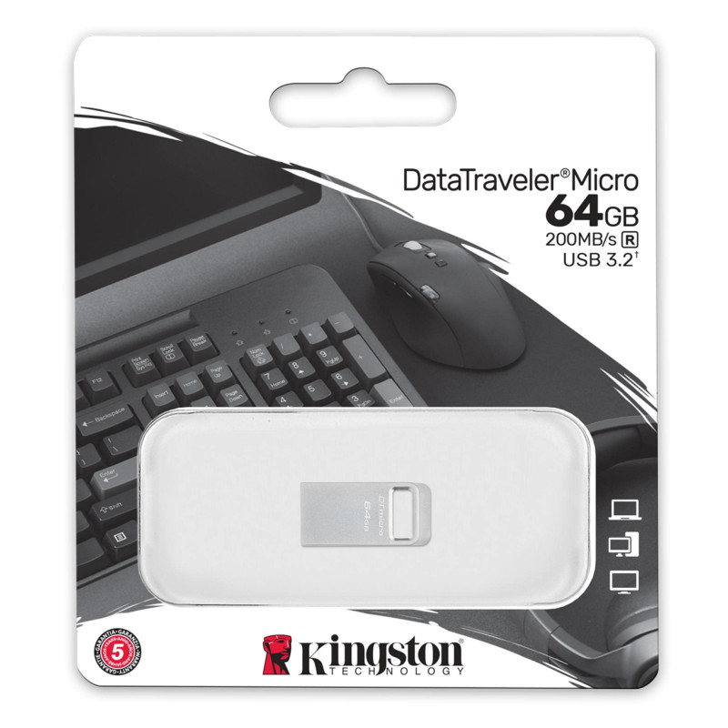64GB Kingston DataTraveler Micro USB 3.2 Metal Pendrive