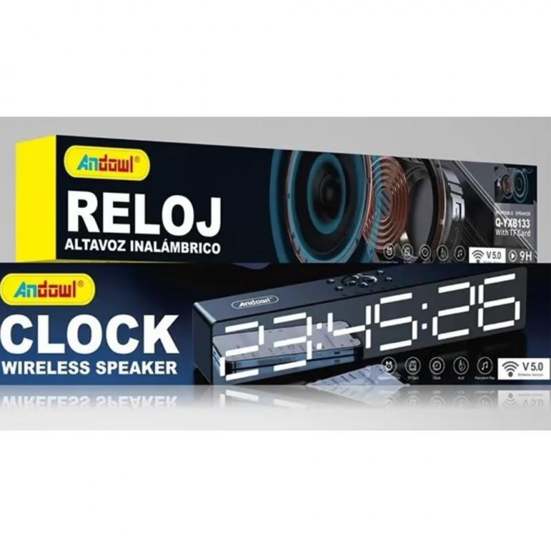 Andowl Clock Speaker With Alarm Bluetooth V5.0 TF Card Aux Battery Included