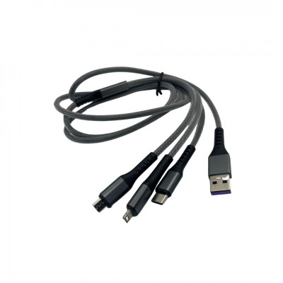 Andowl Regular USB to Lightning / Type-C / micro USB 1.2m Cable Gray