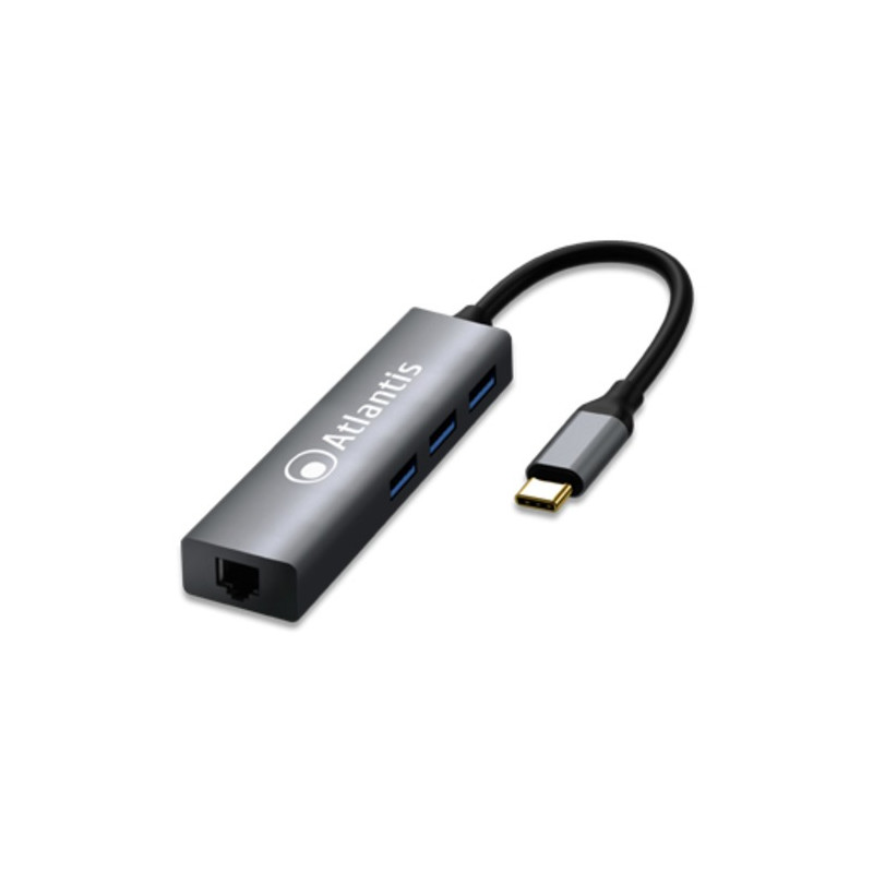 Atlantis Adapter A04-TC_LAN+HB From USB TYPE_C TO LAN + USB-3.0 3 Pors