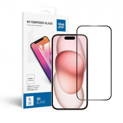 Blue Star 5D Full Cover Tempered Glass for iPhone 15 / iPhone 16