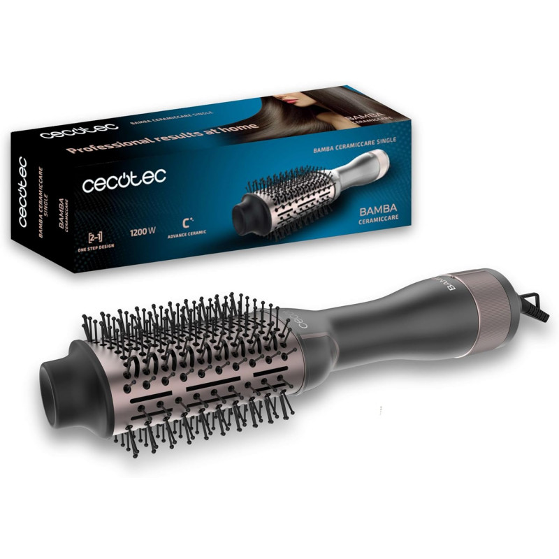 Cecotec CeramicCare Single Air Brush. 1200W, One Step Design, 2 in 1, Ultra Soft Glide, 3 Temperatures, 2 Speeds, Cold Air Funct