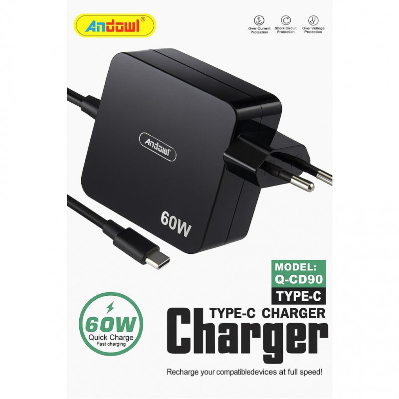 Andowl 60W Type-C Fast Charger – Model Q-CD90